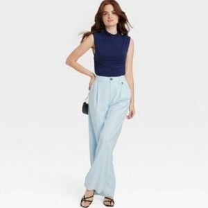 Blue Pants Office Wear Business Casual Meeting Pants